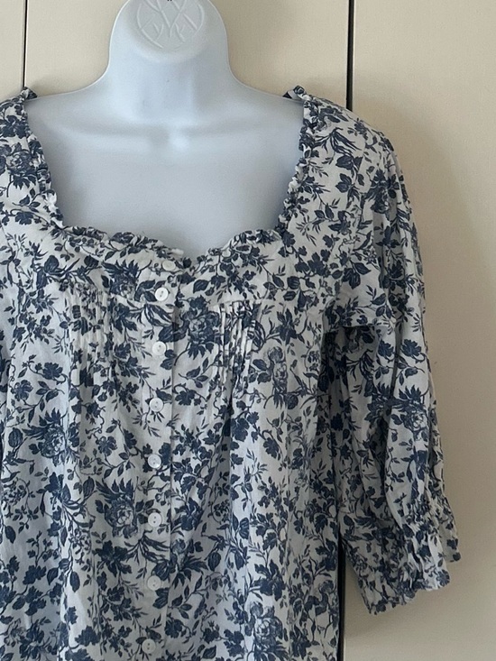 Cupcakes & Cashmere Linen blend floral pleated button front blouse S - Picture 7 of 10